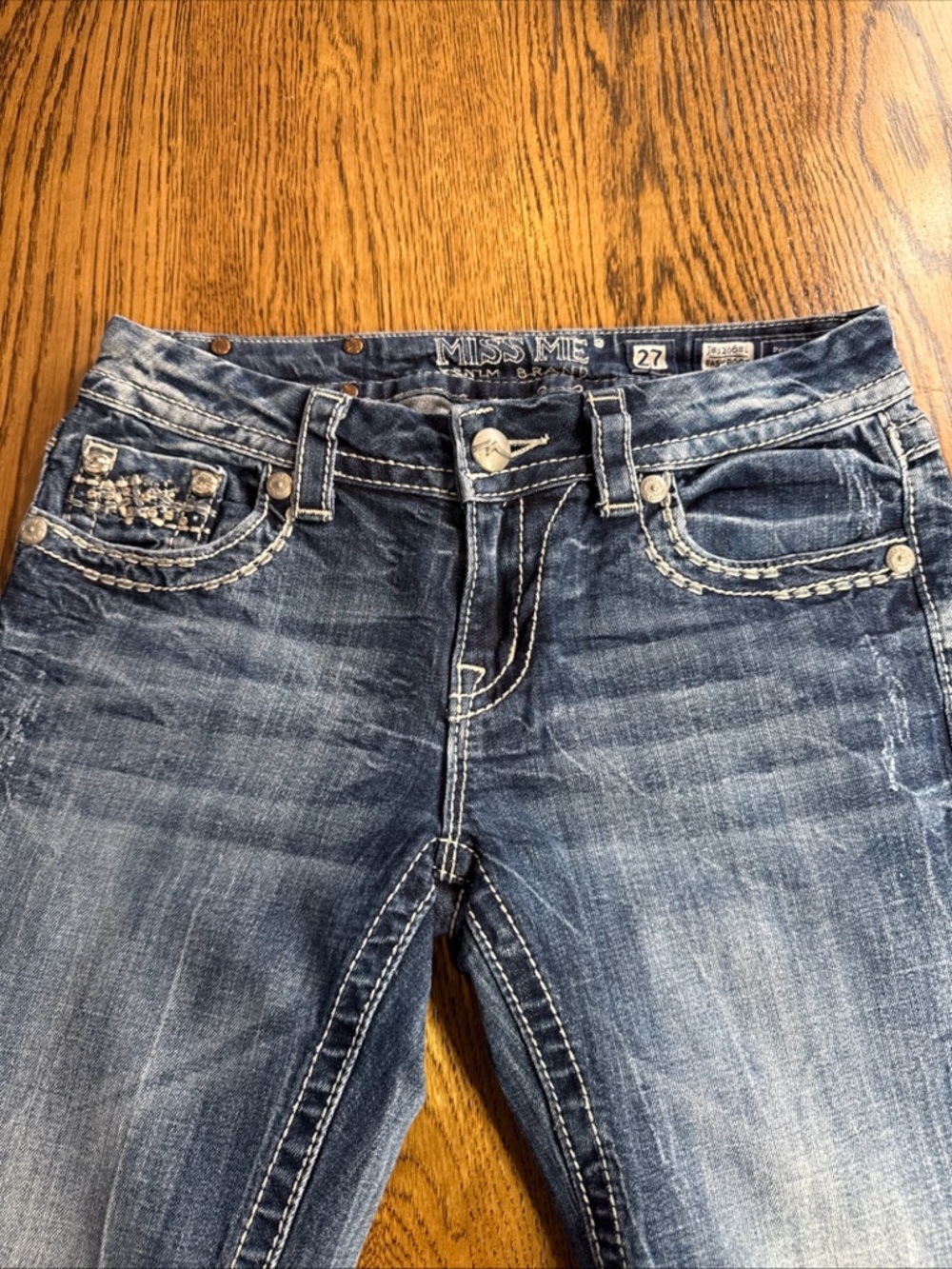 MISS ME  Signature Easy Boot Cut Embellished Jean - Size 27, Long 33 Inseam